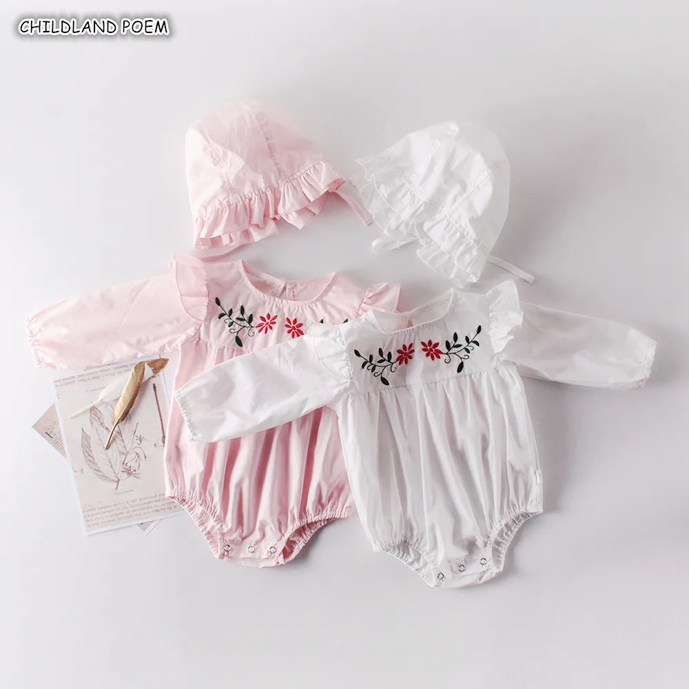 Baby Girl Clothes Embroidery Flower Newborn Baby Clothes Ruffle Baby Girl Romper Jumpsuit 100% Cotton Baby Romper With Hat
Baby Girl Clothes Embroidery Flower Newborn Baby Clothes Ruffle Baby Girl Romper Jumpsuit 100% Cotton Baby Romper With Hat