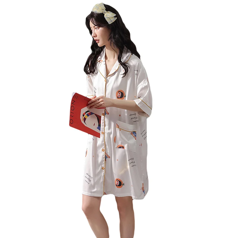 Comfort Ice Silk Nightgowns Women Short Sleeve Nightdress Cute Cartoon Casual Homewear Loose Summer Female Girls Sleepwear Sweet
Comfort Ice Silk Nightgowns Women Short Sleeve Nightdress Cute Cartoon Casual Homewear Loose Summer Female Girls Sleepwear Sweet