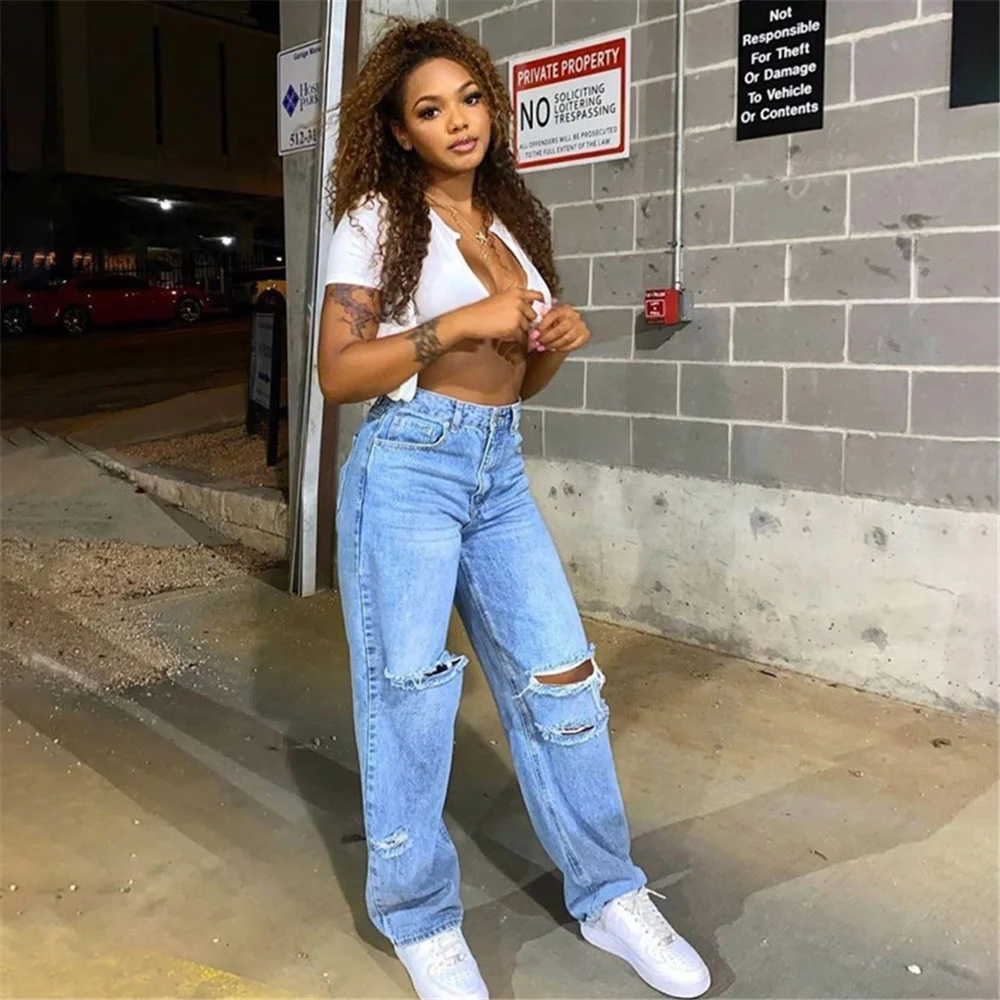 Tmustobe Loose Ripped Jeans For Women Straight Pants Casual Baggy Jeans Woman High Waist Vintage Boyfriends Mom Denim Pants
Tmustobe Loose Ripped Jeans For Women Straight Pants Casual Baggy Jeans Woman High Waist Vintage Boyfriends Mom Denim Pants