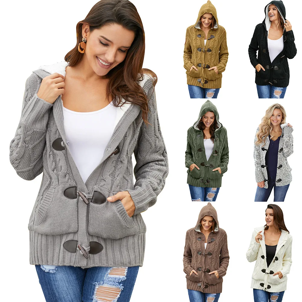 Plus Cashmere Cardigan Europe and America Winter New Loose Long Sleeve Hooded Knitting Sweaters Thick Warm Outwear Coat 27967
Plus Cashmere Cardigan Europe and America Winter New Loose Long Sleeve Hooded Knitting Sweaters Thick Warm Outwear Coat 27967