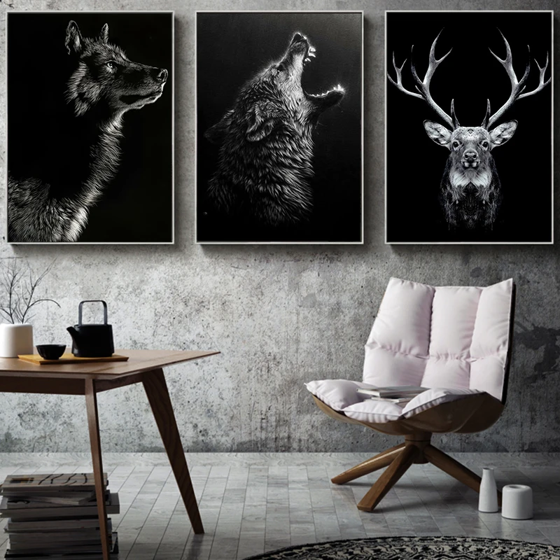 Black White Animal Canvas Picture Wolf Deer Canvas Poster On The Wall Modern Home Decoration Painting Prints for Living Room
Black White Animal Canvas Picture Wolf Deer Canvas Poster On The Wall Modern Home Decoration Painting Prints for Living Room