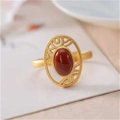 Original Craft S925 Sterling Silver Gilding Southern Red Agate Personalized Opening Elegant High-End Vintage Cloud Pattern Women
Original Craft S925 Sterling Silver Gilding Southern Red Agate Personalized Opening Elegant High-End Vintage Cloud Pattern Women