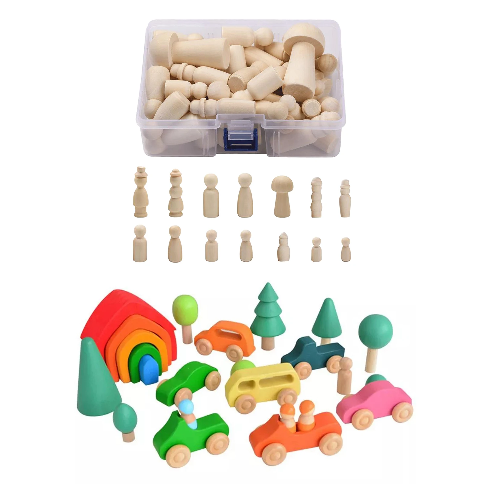 42pc Natural Unfinished Wooden Peg Doll Bodies People Shapes for Arts Crafts 
42pc Natural Unfinished Wooden Peg Doll Bodies People Shapes for Arts Crafts