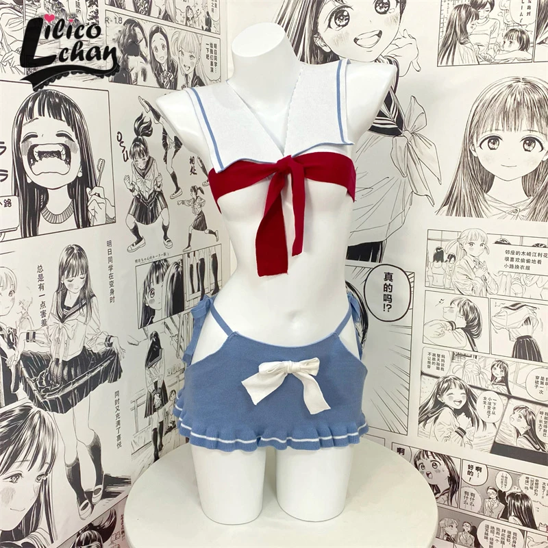 Japanese Hollow Out Women Sweater Student JK Uniform Sexy Lingerie Pajamas Cosplay Costumes Lovely Bowknot Bra And Panty Set New
Japanese Hollow Out Women Sweater Student JK Uniform Sexy Lingerie Pajamas Cosplay Costumes Lovely Bowknot Bra And Panty Set New