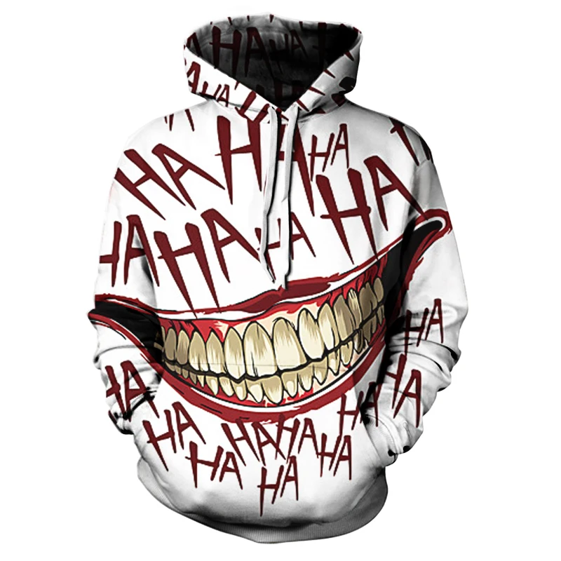 Новинка 2020, мужская толстовка с 3D принтом haha teeth, худи в стиле хип-хоп, забавная Осенняя уличная одежда с клоуном, спортивная толстовка, повсе...
Новинка 2020, мужская толстовка с 3D принтом haha teeth, худи в стиле хип-хоп, забавная Осенняя уличная одежда с клоуном, спортивная толстовка, повсе...
