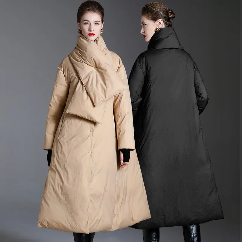 Winter Fashion New Thickened White Duck Down Down Jacket Women's Fashion Cloak Solid Color Medium Length Jacket
Winter Fashion New Thickened White Duck Down Down Jacket Women's Fashion Cloak Solid Color Medium Length Jacket