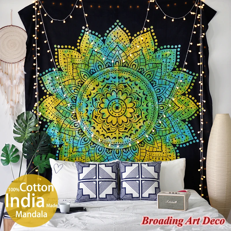 100%Cotton Screen Print Mandala 210x230CM "Lime Lotus" Tapestry Wall Hanging Handmade in India Bohemia Tapestries Home Art Deco
100%Cotton Screen Print Mandala 210x230CM "Lime Lotus" Tapestry Wall Hanging Handmade in India Bohemia Tapestries Home Art Deco