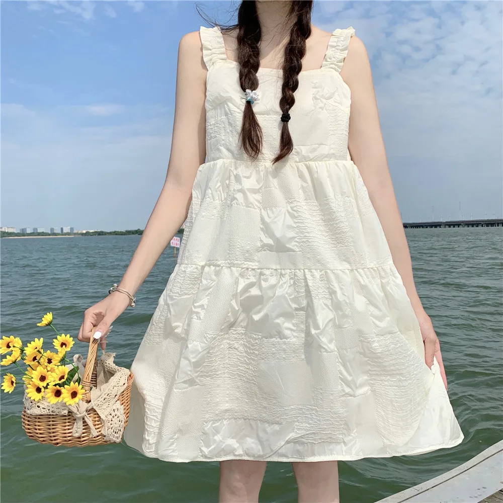 Sweet Square Collar Sleeveless Backless Sweet Girls Dress Summer Kawaii Mini Dresses Loose Casual Simple Cute Fairy Sling Dress
Sweet Square Collar Sleeveless Backless Sweet Girls Dress Summer Kawaii Mini Dresses Loose Casual Simple Cute Fairy Sling Dress
