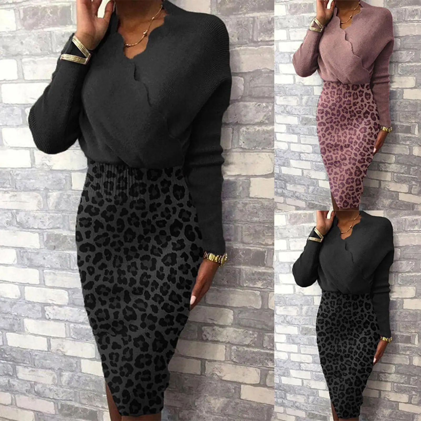 S-3XL Women Autumn Winter Long Sleeve V Neck Leopard Patchwork Bodycon Party Dress Winter Dresses Women Casual Pencil Vestidos
S-3XL Women Autumn Winter Long Sleeve V Neck Leopard Patchwork Bodycon Party Dress Winter Dresses Women Casual Pencil Vestidos