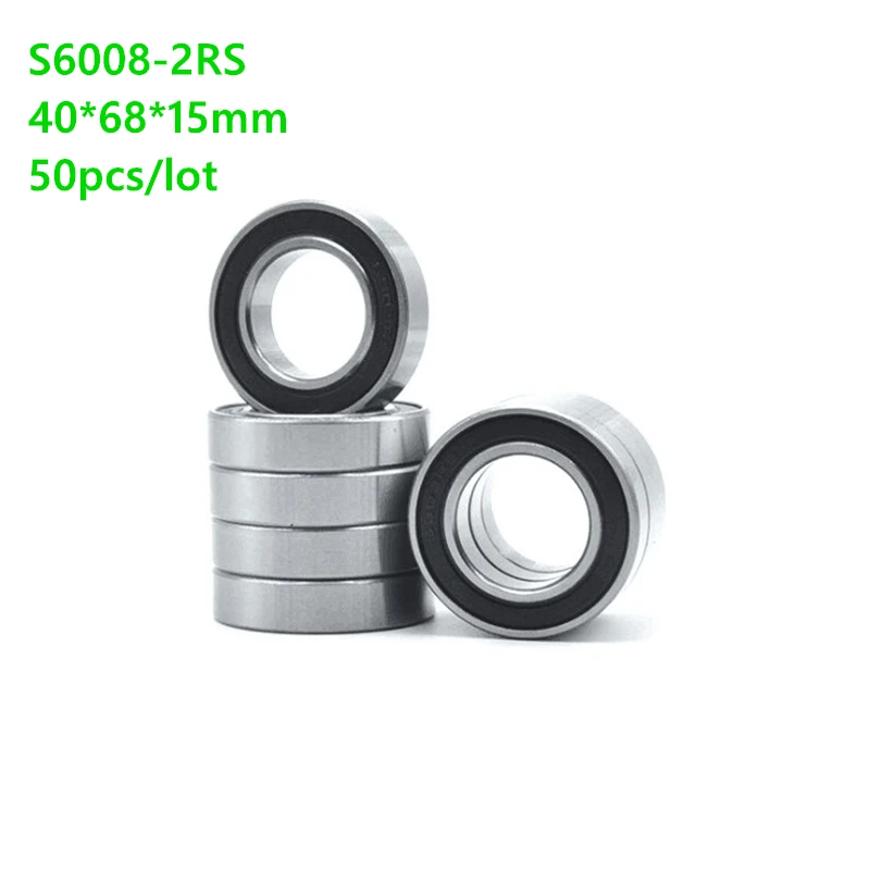 50pcs/lot ABEC-5 S6008RS S6008-2RS S6008 2RS RS 40x68x15mm Double Rubber cover Stainless steel Deep Groove Ball bearing
50pcs/lot ABEC-5 S6008RS S6008-2RS S6008 2RS RS 40x68x15mm Double Rubber cover Stainless steel Deep Groove Ball bearing