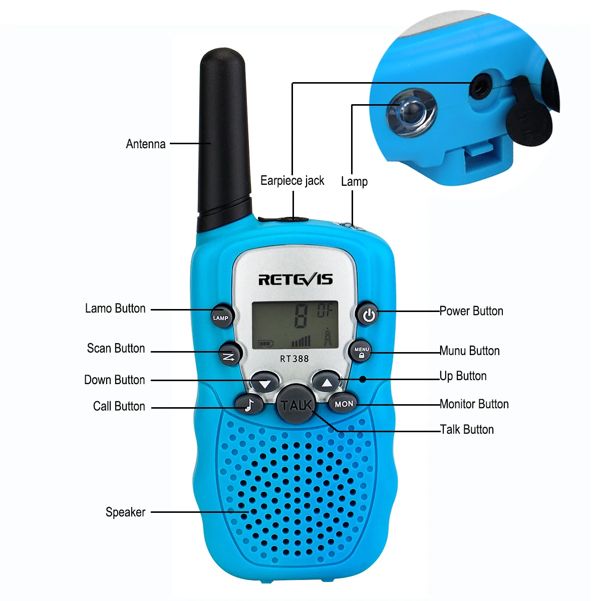 Рация RETEVIS RT388 детская портативная 2 шт. 100-800 м |