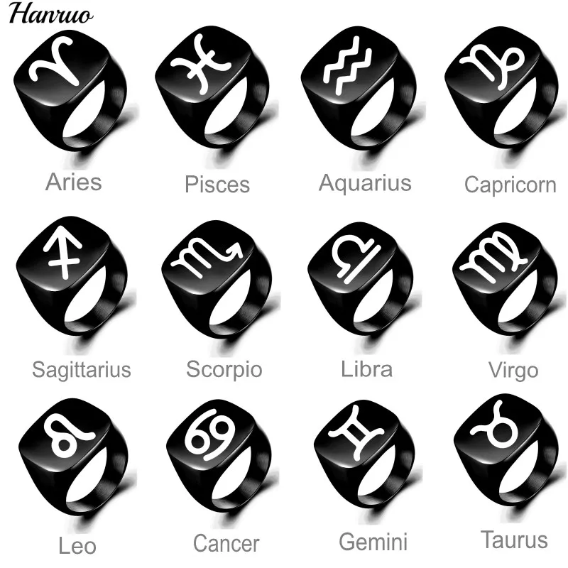 Aries Leo Aquarius Scorpio Cancer 12 Constellation Rings Stainless Steel Ring For Men Women Birthday Gift Square Black Rings New
Aries Leo Aquarius Scorpio Cancer 12 Constellation Rings Stainless Steel Ring For Men Women Birthday Gift Square Black Rings New