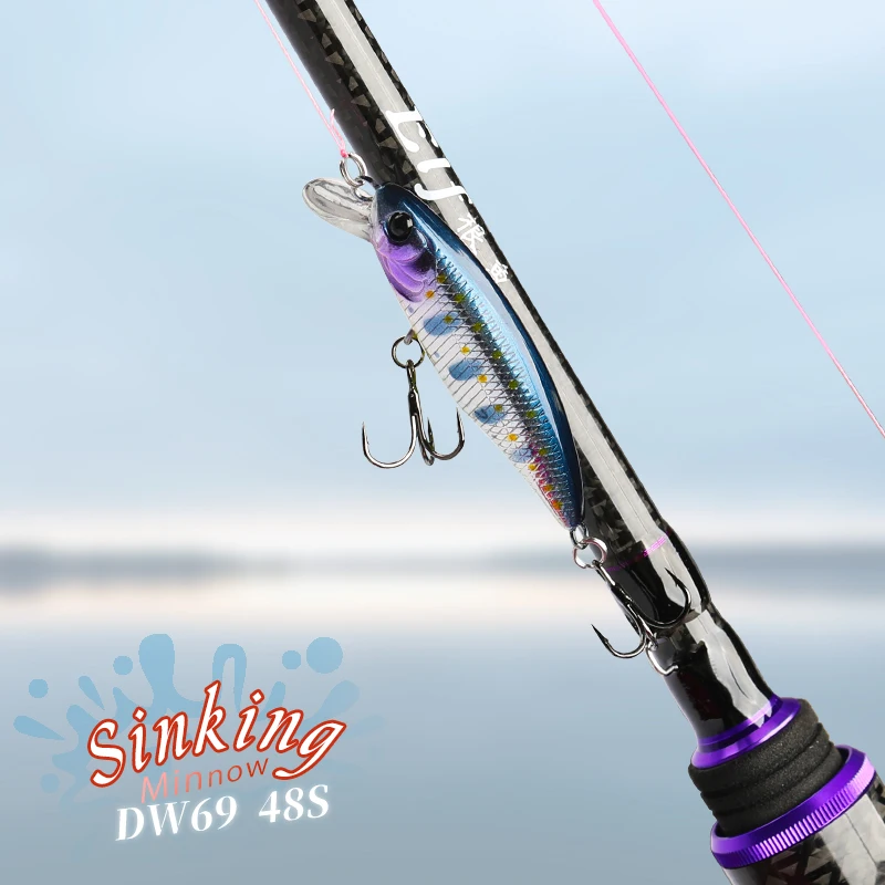 TSURINOYA для рыбалки приманки DW69 опускается на дно мини жесткая Приманка Minnow 48S 48 мм 3