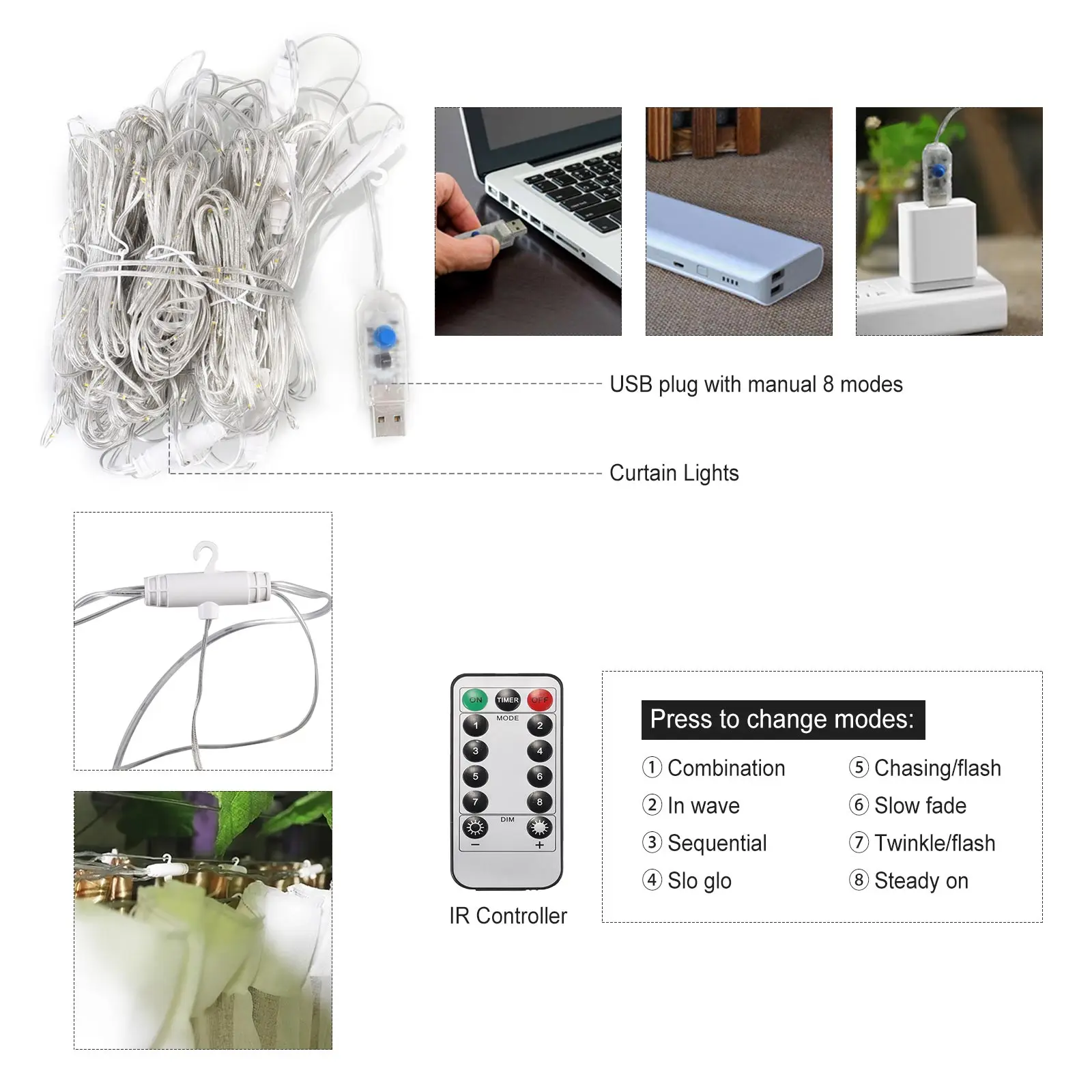 3m LED Fairy Lights Garland Remote Control Curtain String Lights Home Decoration Bedroom Window Christmas Party Holiday Lighting
3m LED Fairy Lights Garland Remote Control Curtain String Lights Home Decoration Bedroom Window Christmas Party Holiday Lighting