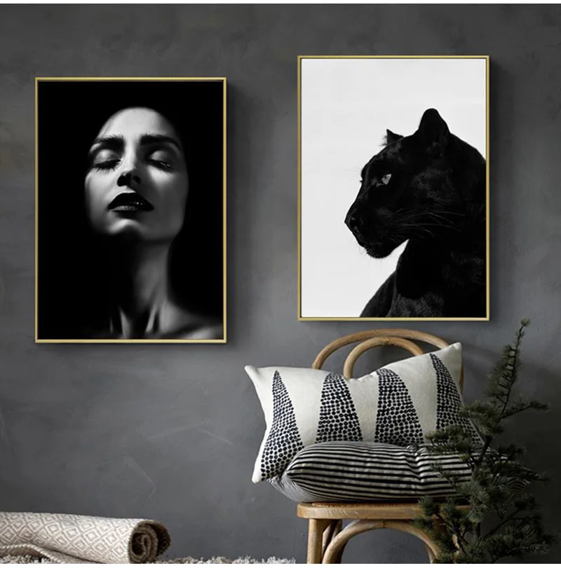 Черно-белые пейзажи картины и портреты постеры принты властная Черная пантера