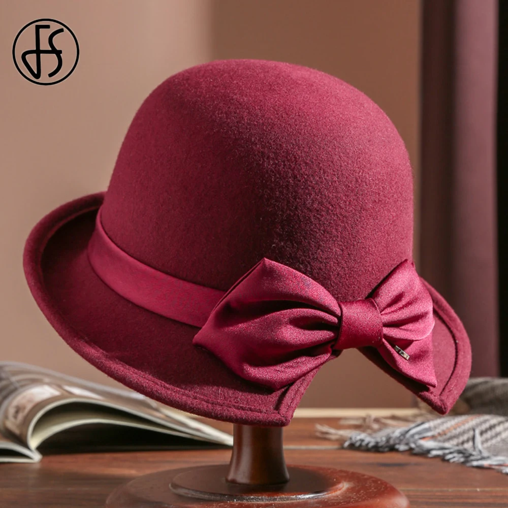 FS Woolen Dome Top Wool Felt Fedora Hats For Women Winter Warm Church Cloche Derby Hat Fedoras Bowler Cap With Bowknot Ribbon
FS Woolen Dome Top Wool Felt Fedora Hats For Women Winter Warm Church Cloche Derby Hat Fedoras Bowler Cap With Bowknot Ribbon