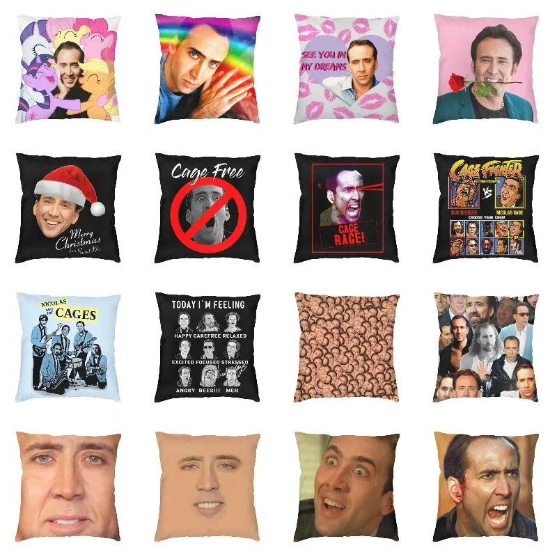

Nicolas Cage Throw Pillow Case Home Decoration Cushion Cover Fahion Creative Funny Meme Sofa Seat Pillowcase Polyeter Print