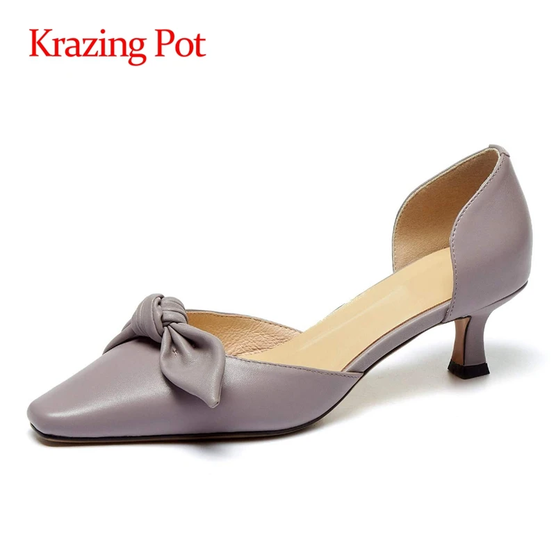 Krazing Pot genuine leather square toe shallow low heel butterfly-knot gentlewomen young lady streetwear slip on women pumps L41
Krazing Pot genuine leather square toe shallow low heel butterfly-knot gentlewomen young lady streetwear slip on women pumps L41