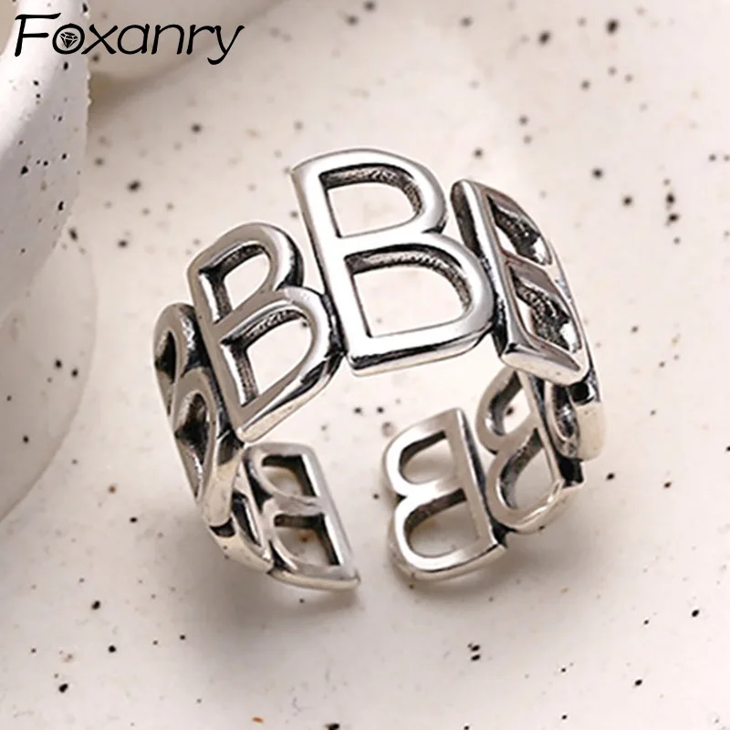 Foxanry Silver Color Engagement Rings New Fashion Creative Hollow Letter B Thai Silver Birthday Party Jewelry Gifts
Foxanry Silver Color Engagement Rings New Fashion Creative Hollow Letter B Thai Silver Birthday Party Jewelry Gifts