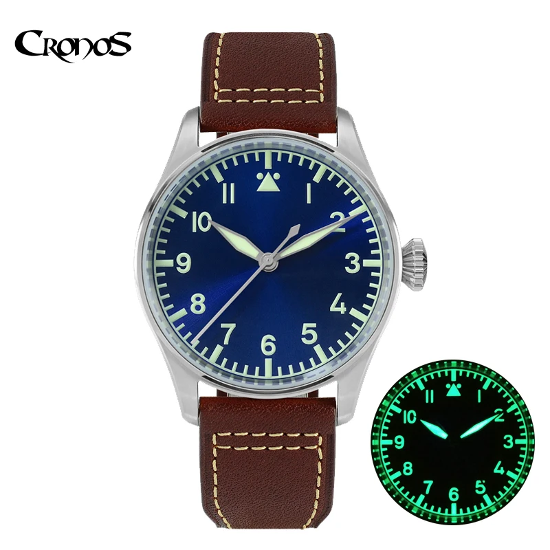 Cronos Pilot Mechanical Men Watch Dive 100m Waterproof 316L Stainless Steel Super Luminous Sapphire Crystal Skeleton Back Case
Cronos Pilot Mechanical Men Watch Dive 100m Waterproof 316L Stainless Steel Super Luminous Sapphire Crystal Skeleton Back Case