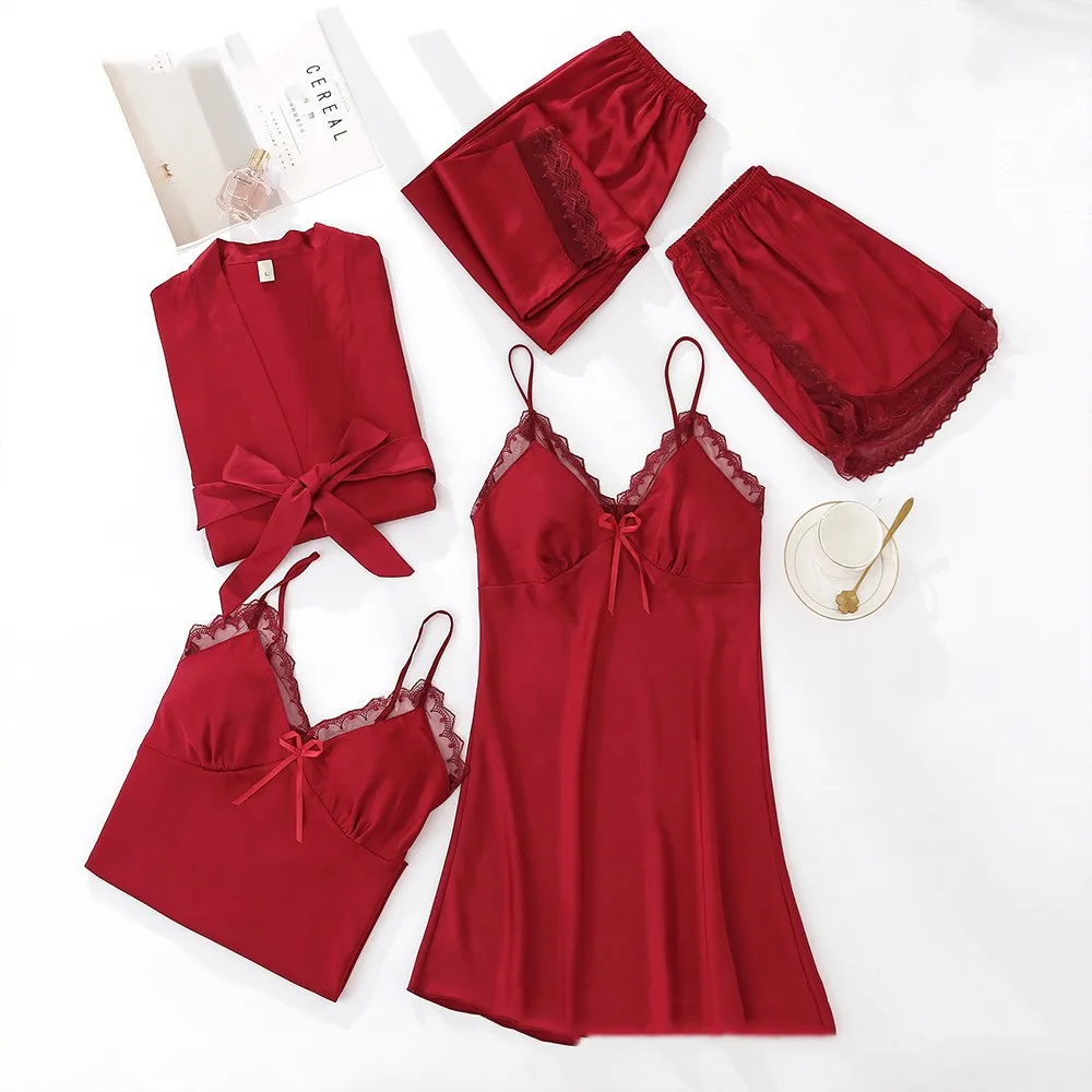Satin Pajamas Suit Sleepwear Women Faux Silk Lounge Wear Lace Kimono Robe Gown Home Wear Summer New Pyjamas Pour Femme
Satin Pajamas Suit Sleepwear Women Faux Silk Lounge Wear Lace Kimono Robe Gown Home Wear Summer New Pyjamas Pour Femme