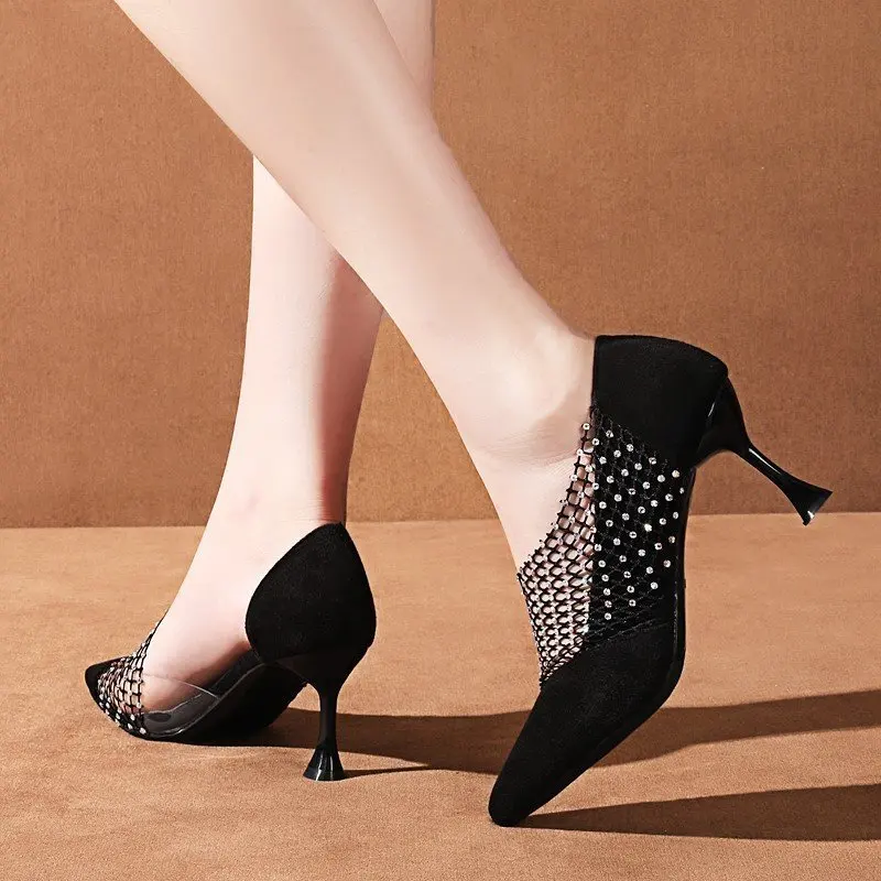 Fashion Mesh Cross Striped Lace Women Ladies Casual Pointed thin High Heels Pumps Women crystal Sandals Shoes
Fashion Mesh Cross Striped Lace Women Ladies Casual Pointed thin High Heels Pumps Women crystal Sandals Shoes