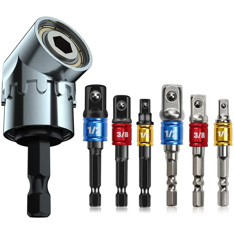 7PCS Impact Grade Driver Socket Adapter Extension Set, 105 Degree Right Angle Extension Nut Driver Power Drill Bit
7PCS Impact Grade Driver Socket Adapter Extension Set, 105 Degree Right Angle Extension Nut Driver Power Drill Bit