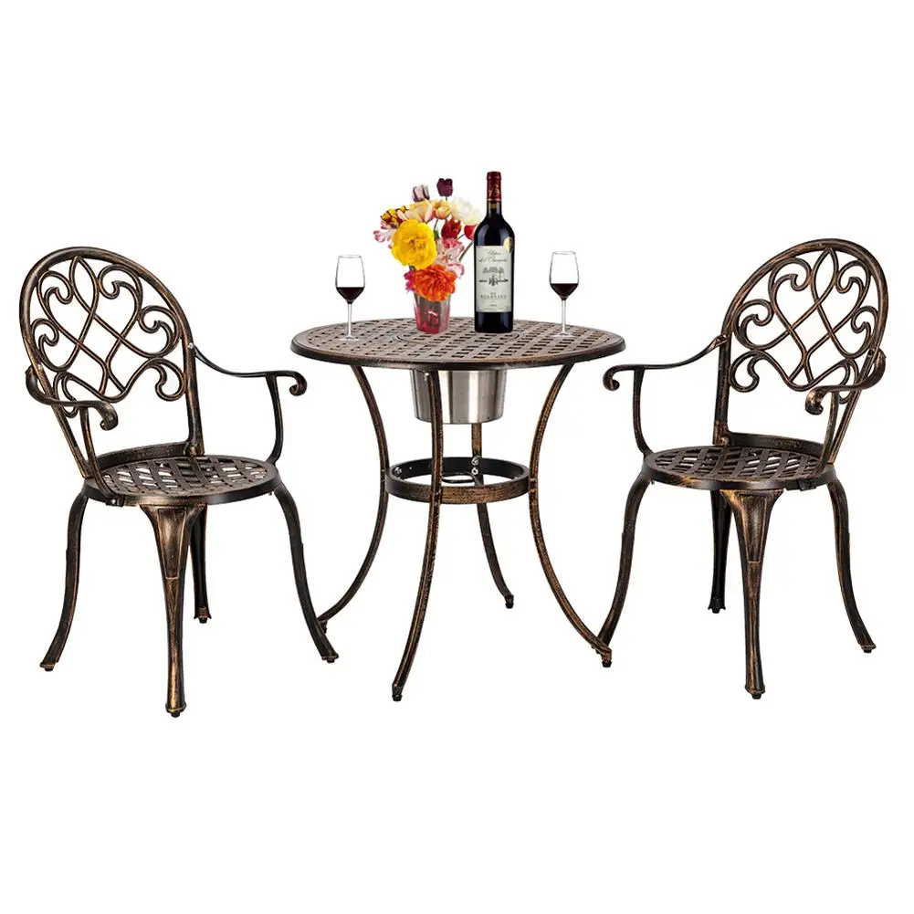 Bistro Table Set Outdoor Patio Set 3 Piece Table and Chairs European Style Cast Aluminum Outdoor Set of Table and Chairs Bronze 
Bistro Table Set Outdoor Patio Set 3 Piece Table and Chairs European Style Cast Aluminum Outdoor Set of Table and Chairs Bronze