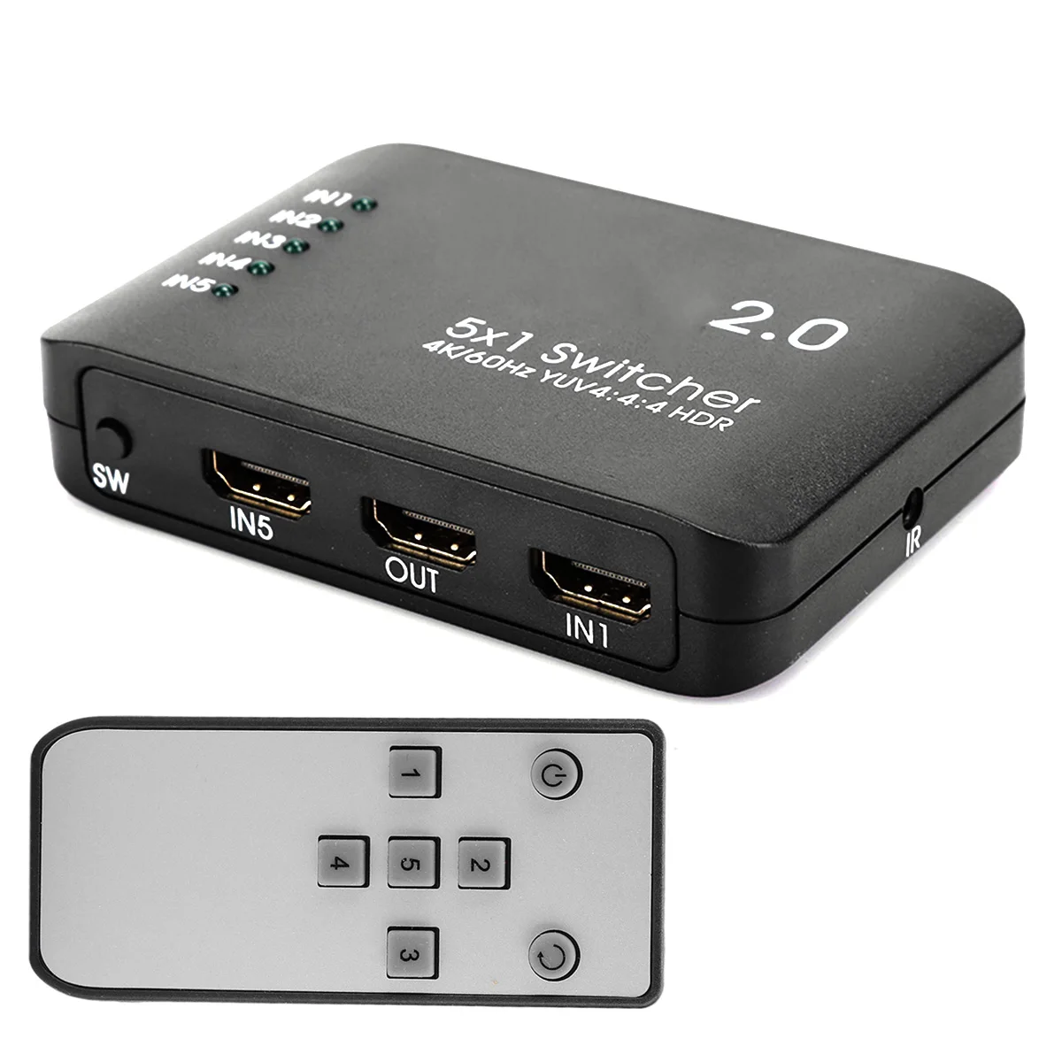 Коммутатор 5x1, 5 входов, 1 выход, 4K, 60 Гц, HDMI-совместимый сплиттер, коммутатор с пультом дистанционного управления
Коммутатор 5x1, 5 входов, 1 выход, 4K, 60 Гц, HDMI-совместимый сплиттер, коммутатор с пультом дистанционного управления