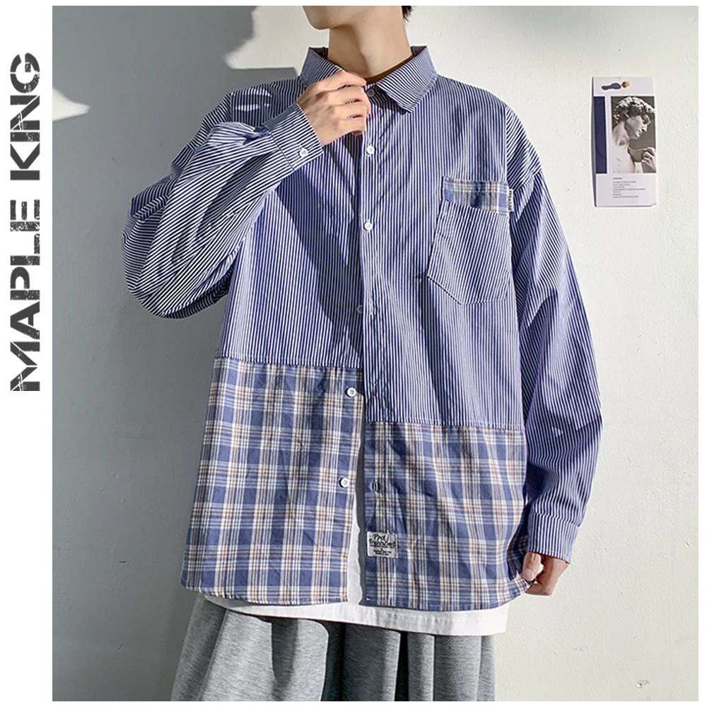 Men Women Plaid Oversize Shirts Tops Hip Hop Long Sleeve All-match Patchwork Striped Shirt Leisure Turn-down Collar Loose Blouse
Men Women Plaid Oversize Shirts Tops Hip Hop Long Sleeve All-match Patchwork Striped Shirt Leisure Turn-down Collar Loose Blouse