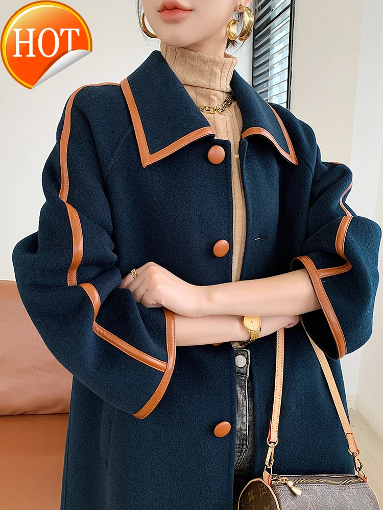 coat Double-sided cashmere Women's Mid-length over-knee temperament high-end 2020 new autumn and winter Hepburn style woolen 
coat Double-sided cashmere Women's Mid-length over-knee temperament high-end 2020 new autumn and winter Hepburn style woolen