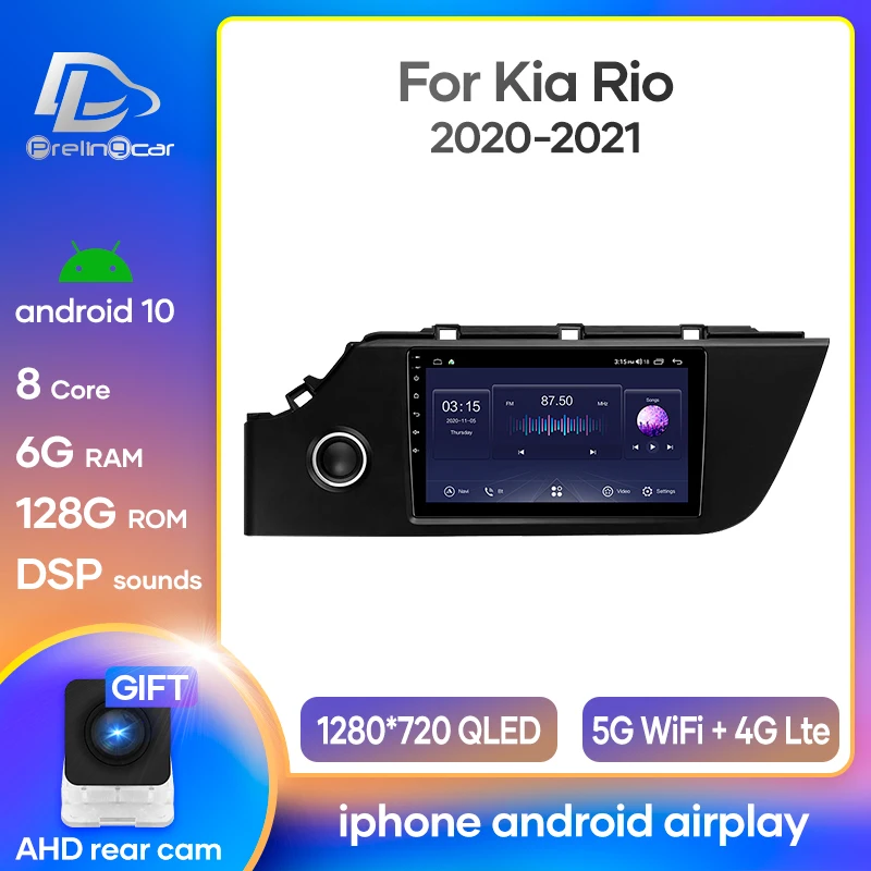 Автомагнитола Prelingcar для Kia Rio стерео приемник на платформе Android 10 с видеоплеером GPS