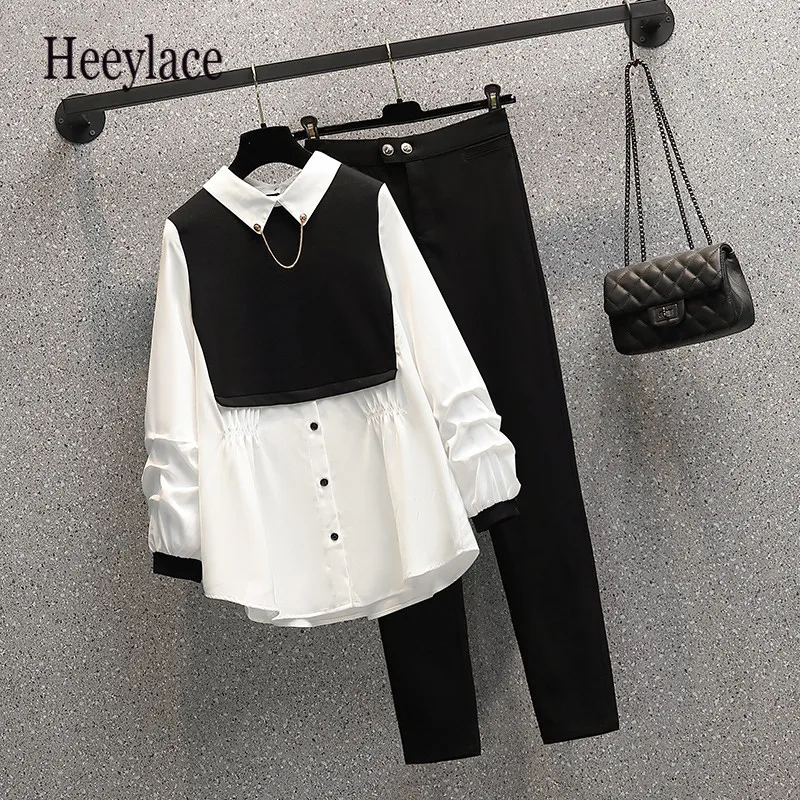 Women Office Ladies Suit Black White Shirt Top And Pant Two Piece Set 2022 Autumn Elegant Work Clothing Outfits
Women Office Ladies Suit Black White Shirt Top And Pant Two Piece Set 2022 Autumn Elegant Work Clothing Outfits