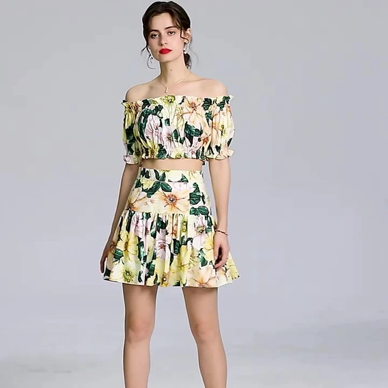 2021 Summer Women's Two-piece Fashion Camellia Elastic One-Shoulder Top + High Waist All-match Cotton Skirt Suit
2021 Summer Women's Two-piece Fashion Camellia Elastic One-Shoulder Top + High Waist All-match Cotton Skirt Suit