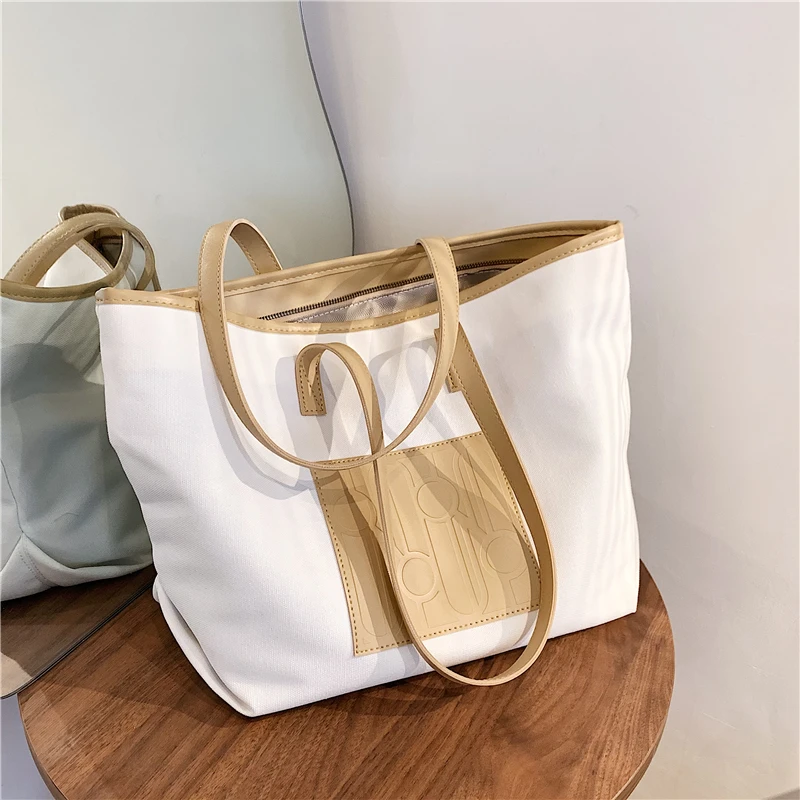 Summer Patchwork Canvas Big Shoulder Tote Bags For Women College Girls Simple Shopping Purse Large Capacity Work Ladies Handbags
Summer Patchwork Canvas Big Shoulder Tote Bags For Women College Girls Simple Shopping Purse Large Capacity Work Ladies Handbags