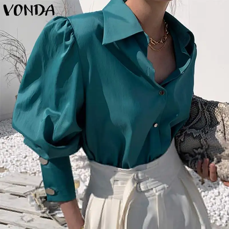 Women'Tunic Casual Solid Tops OL Style Lapel Neck Office Ladies Blouse 2022 VONDA Female Sexy Party Blusas Femininas
Women'Tunic Casual Solid Tops OL Style Lapel Neck Office Ladies Blouse 2022 VONDA Female Sexy Party Blusas Femininas