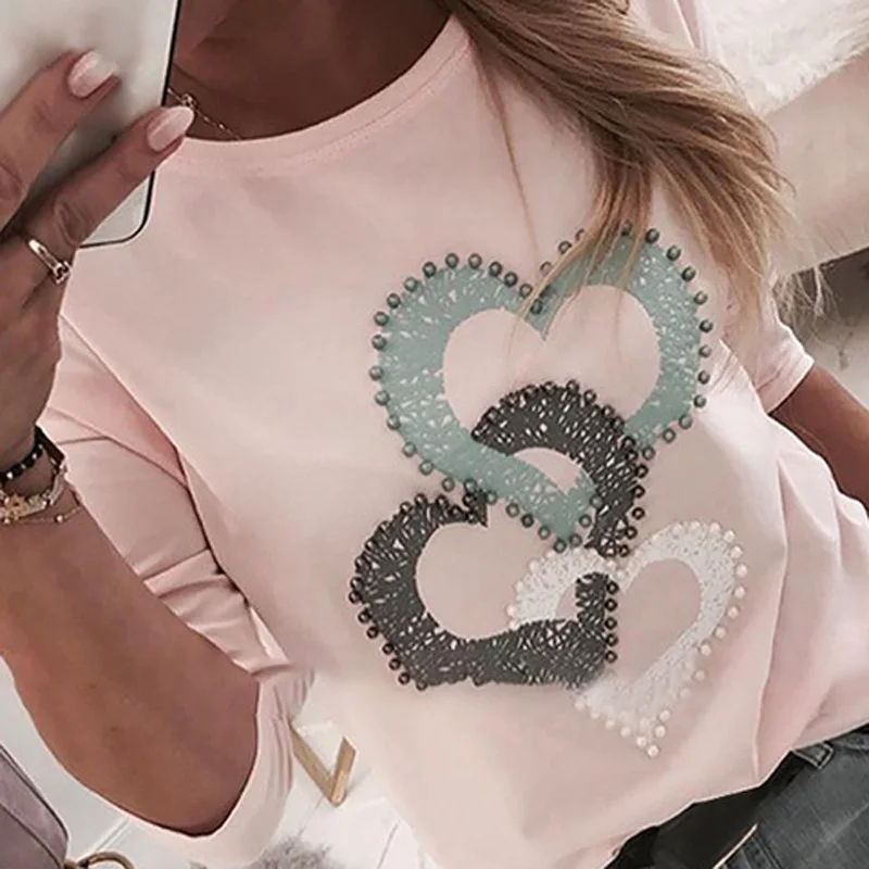 Print Heart Women T-Shirt Loose Casual Spring Long Sleeve Female Clothing Solid Pullover Candy Color Tops
Print Heart Women T-Shirt Loose Casual Spring Long Sleeve Female Clothing Solid Pullover Candy Color Tops