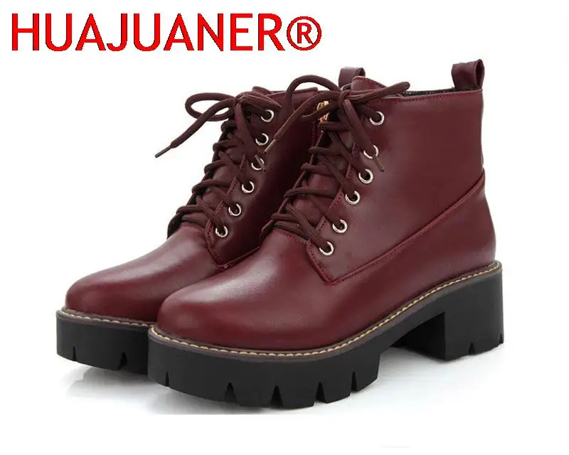 HUAJUANER Round Toe Ankle Boots For Women Lace up Black Wine Color Female Boots Warm Fur Plush Insole Classic Style Women Shoes
HUAJUANER Round Toe Ankle Boots For Women Lace up Black Wine Color Female Boots Warm Fur Plush Insole Classic Style Women Shoes