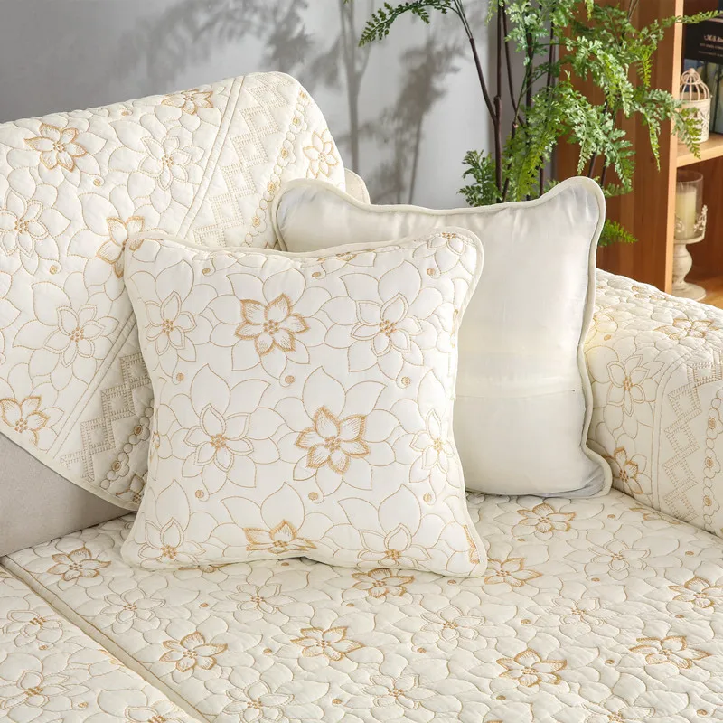 Modern Soft Pure Cotton Thick Sofa Seat Cushion Double-Side Embroidery Quilted Sofa Cover For Living Room Anti Slip Couch Cover
Modern Soft Pure Cotton Thick Sofa Seat Cushion Double-Side Embroidery Quilted Sofa Cover For Living Room Anti Slip Couch Cover