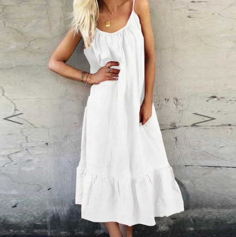 2021 new beach dress ruffled solid color cotton and linen sling long skirt sleeveless party beach skirt female dress swimwear
2021 new beach dress ruffled solid color cotton and linen sling long skirt sleeveless party beach skirt female dress swimwear