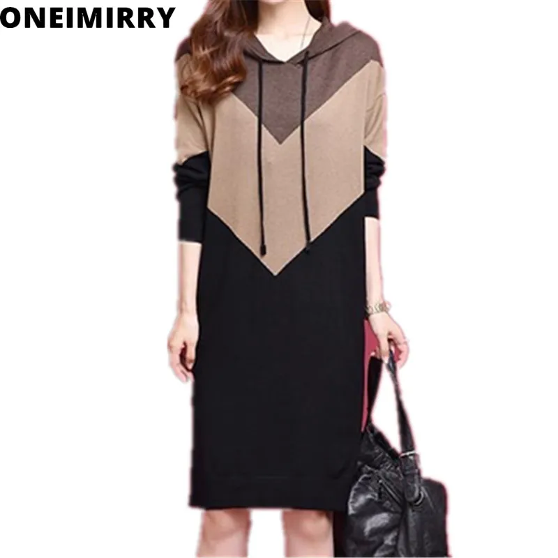 2020 Hoodie Dress Sweater Women Jumper Autumn Patchwork Color Midi Straight Dresses Long Sleeve Loose Fashion Pull Homme Hiver
2020 Hoodie Dress Sweater Women Jumper Autumn Patchwork Color Midi Straight Dresses Long Sleeve Loose Fashion Pull Homme Hiver