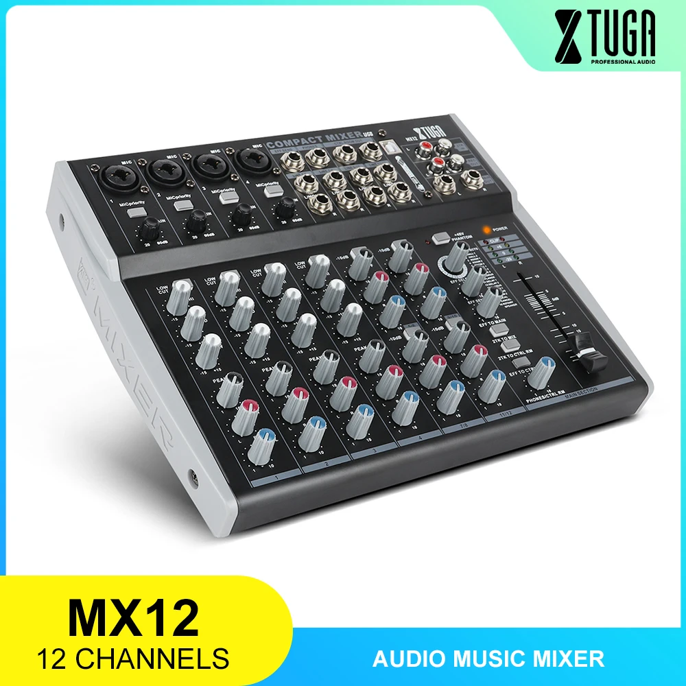 XTUGA MX12 каналы 3 полосный EQ аудио музыкальный микшер микшерная консоль с USB XLR