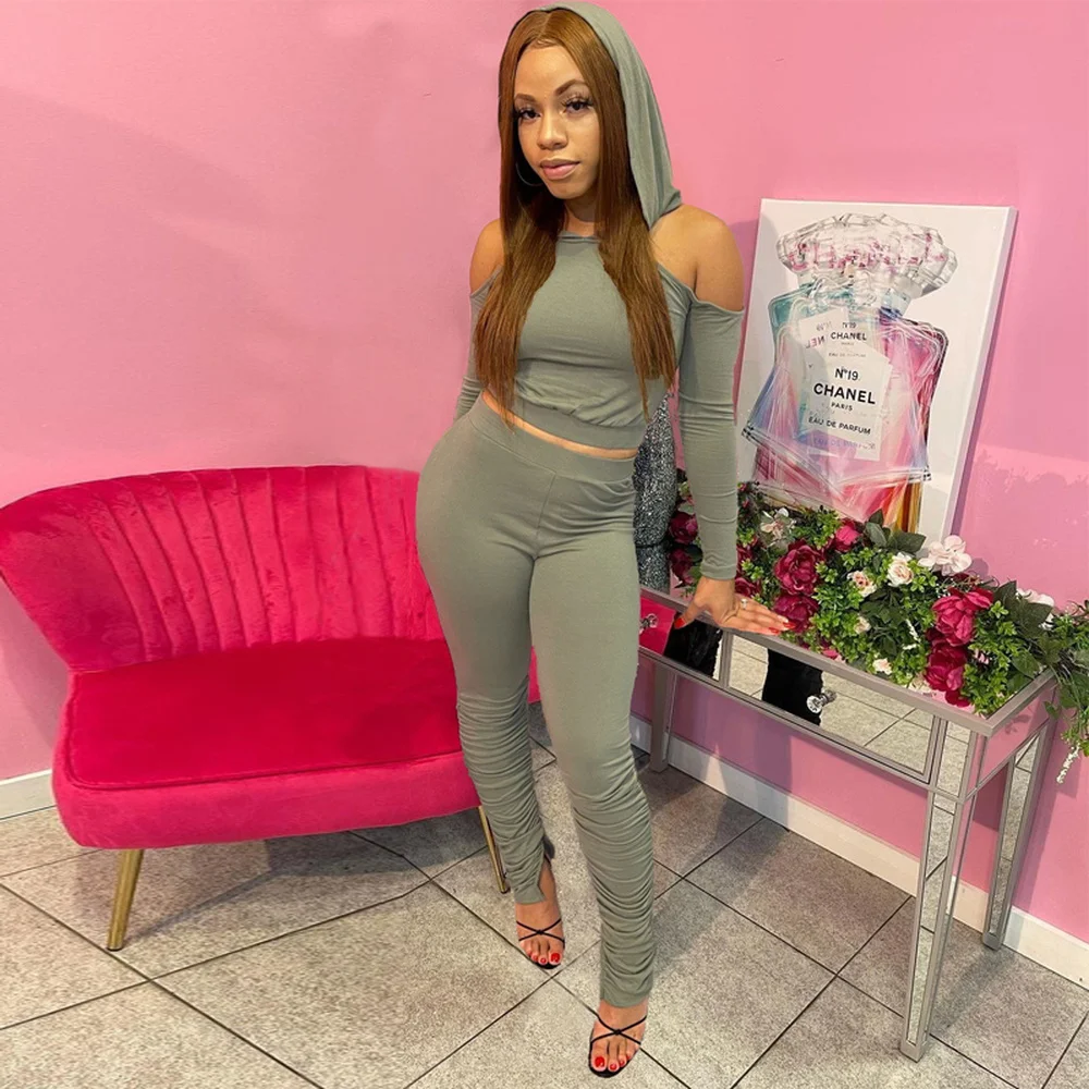 Solid Casual Two Piece Set Women Autumn Off Shoulder Sleeve Hooded Backless Hoodies and Elastic Stacked Sweatpant Casualwear Y2K
Solid Casual Two Piece Set Women Autumn Off Shoulder Sleeve Hooded Backless Hoodies and Elastic Stacked Sweatpant Casualwear Y2K