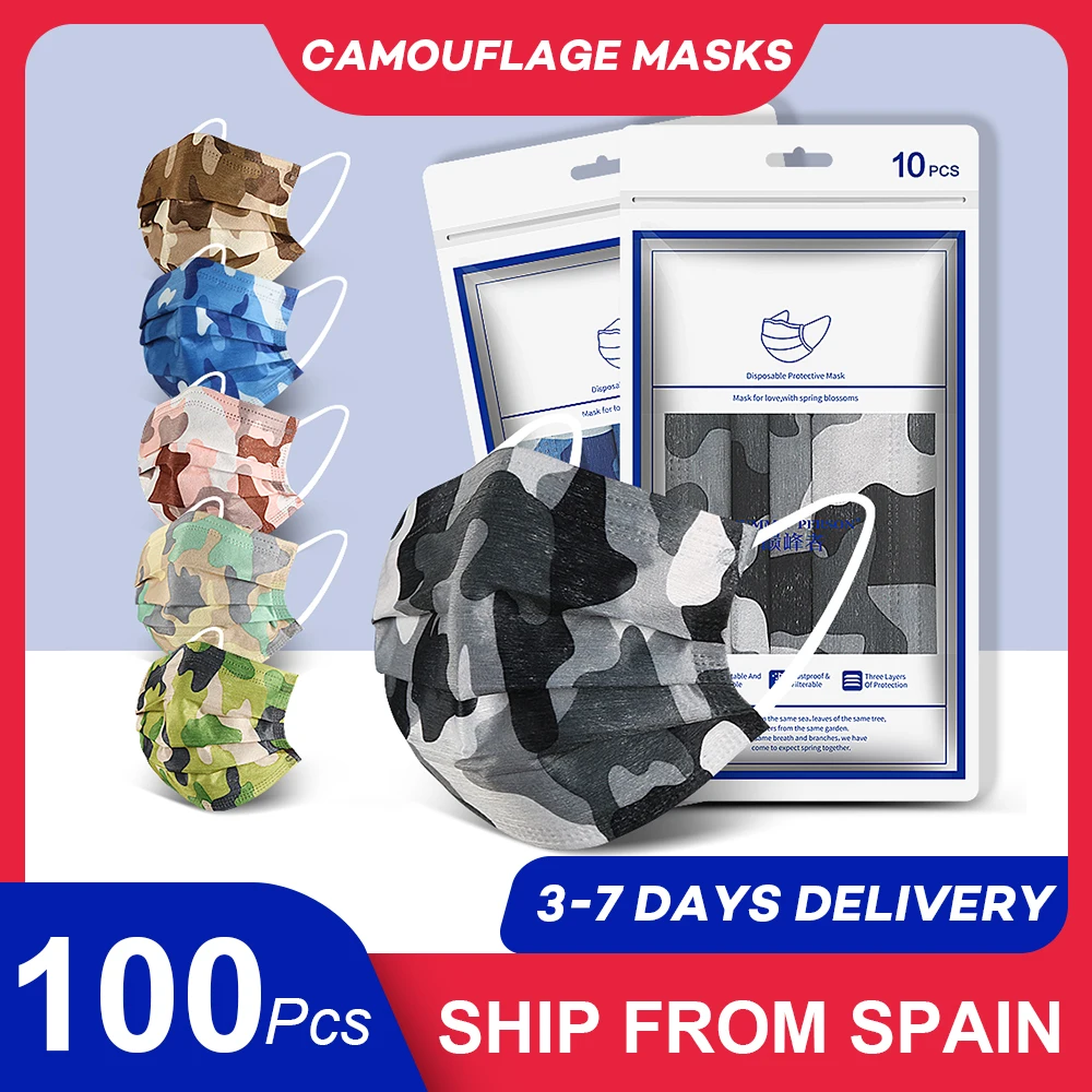 SUMMIT PERSON 100 Pieces Camouflage Disposable Mask 3 Layer Filter Non-woven Breathable Adult Mouth Mask Protective Mascarillas
SUMMIT PERSON 100 Pieces Camouflage Disposable Mask 3 Layer Filter Non-woven Breathable Adult Mouth Mask Protective Mascarillas
