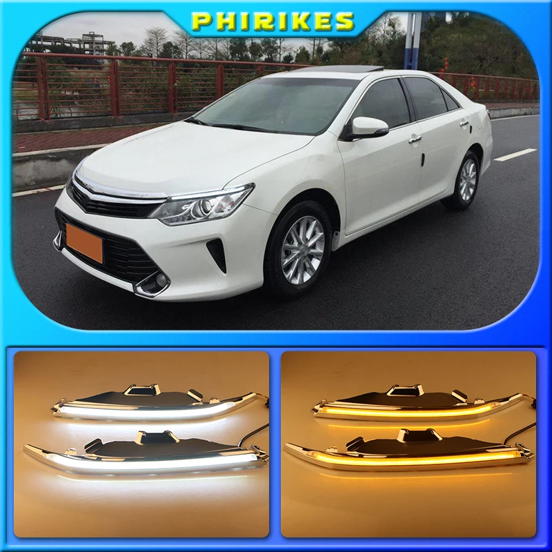 1 Set LED DRL Daytime Running Lights Daylight Fog Lamp Cover With Yellow Turning Signal For Toyota Camry 2015 2016 2017
1 Set LED DRL Daytime Running Lights Daylight Fog Lamp Cover With Yellow Turning Signal For Toyota Camry 2015 2016 2017