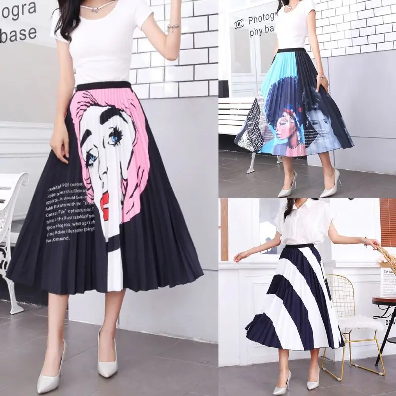 Women Color Block Graffiti Cartoon Empire High Waist Pleated Swing Midi Skirt D08E
Women Color Block Graffiti Cartoon Empire High Waist Pleated Swing Midi Skirt D08E