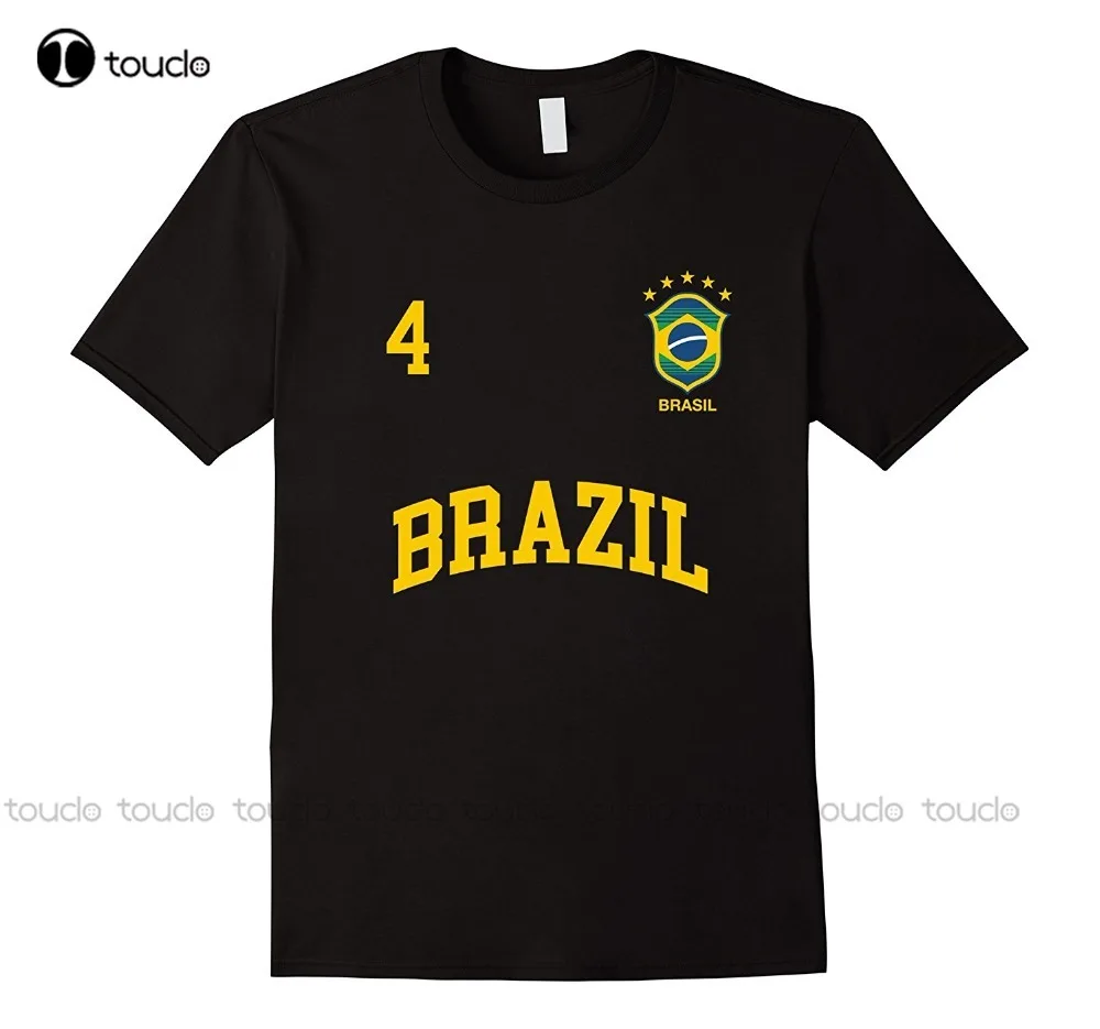 

Fashion New Design Cotton Male Tee Shirt Designing Brazil T-Shirt Number 4 Brazilian Soccers Team Sporter Shirt Tee Xs-5Xl