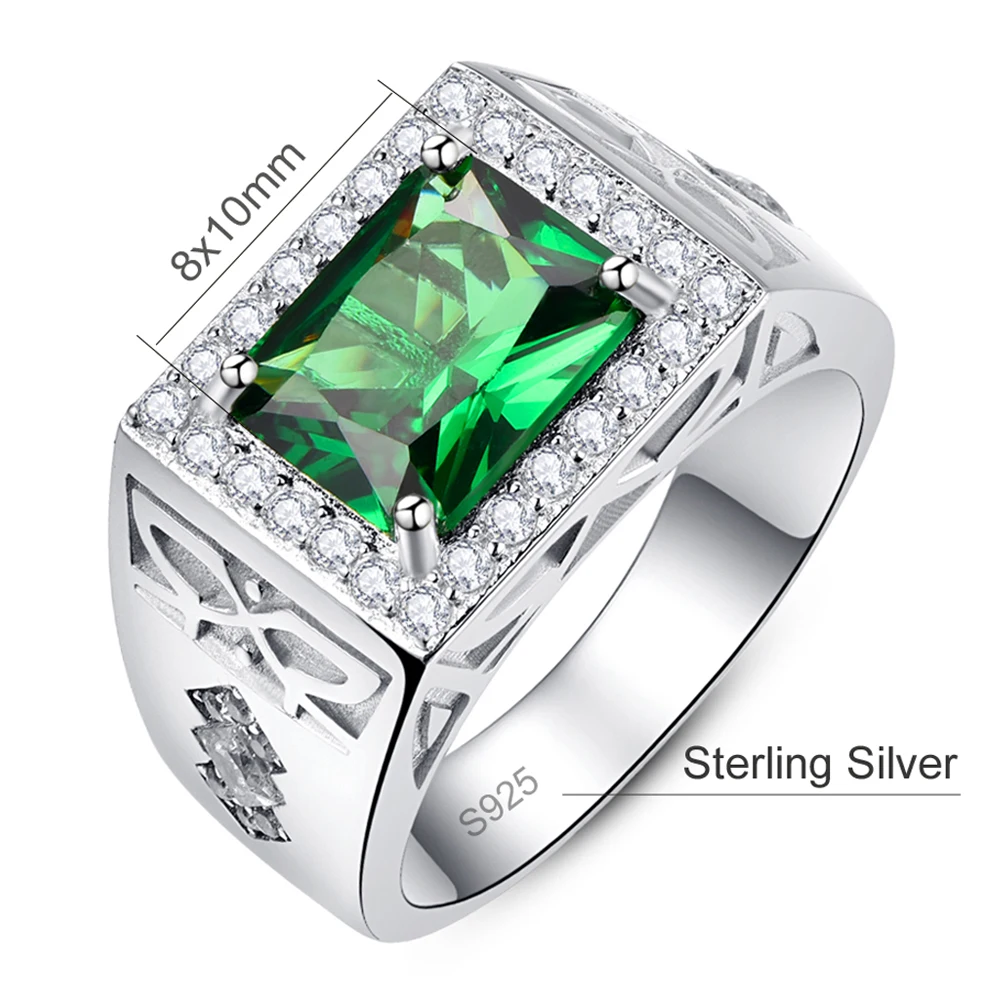 925 Sterling Silver Men's Rings Square Green Zircon Pave Diamonds Men's Ring Emerald White Cubic Zirconia Wedding Ring
925 Sterling Silver Men's Rings Square Green Zircon Pave Diamonds Men's Ring Emerald White Cubic Zirconia Wedding Ring