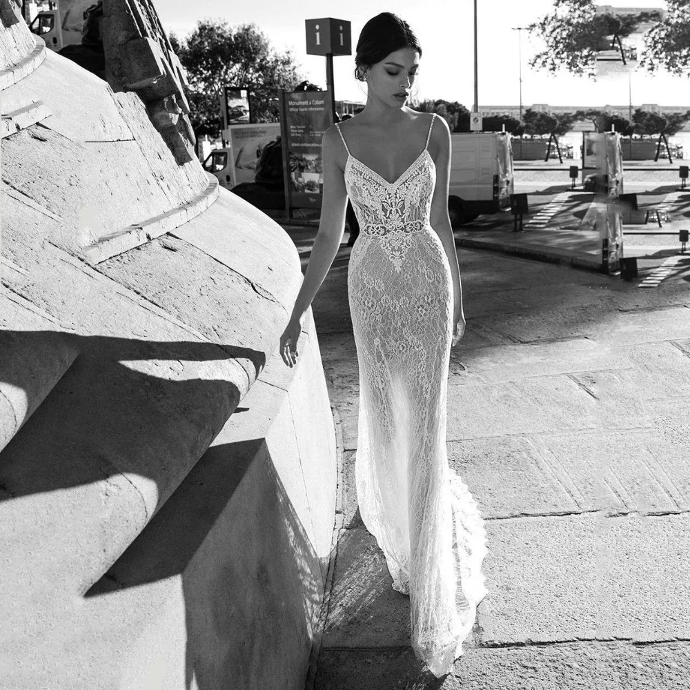 Lace Mermaid Wedding Dress Vestidos de novia Spaghetti Straps Sexy Backless Long Train Bridal Gown Boho Wedding Gowns
Lace Mermaid Wedding Dress Vestidos de novia Spaghetti Straps Sexy Backless Long Train Bridal Gown Boho Wedding Gowns
