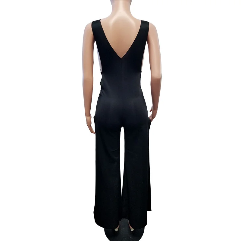 Sexy V Neck Backless Jumpsuit Women Side Metal Ring Hollow Out High Waist Overalls Backless Split Wide Leg Summer Jumpsuit
Sexy V Neck Backless Jumpsuit Women Side Metal Ring Hollow Out High Waist Overalls Backless Split Wide Leg Summer Jumpsuit